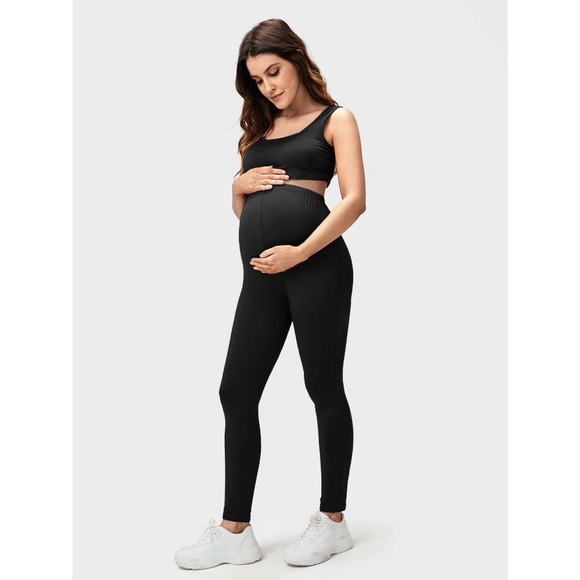 Maternity Scoop Neck Crop Top Leggings Set - Picture 3 of 9